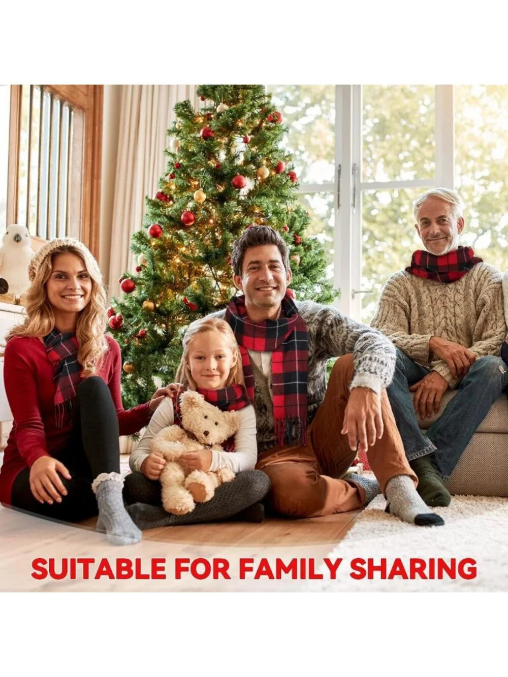 Cozy 6-Pc Christmas Buffalo Plaid Scarves | Faux Tartan Winter Accessories